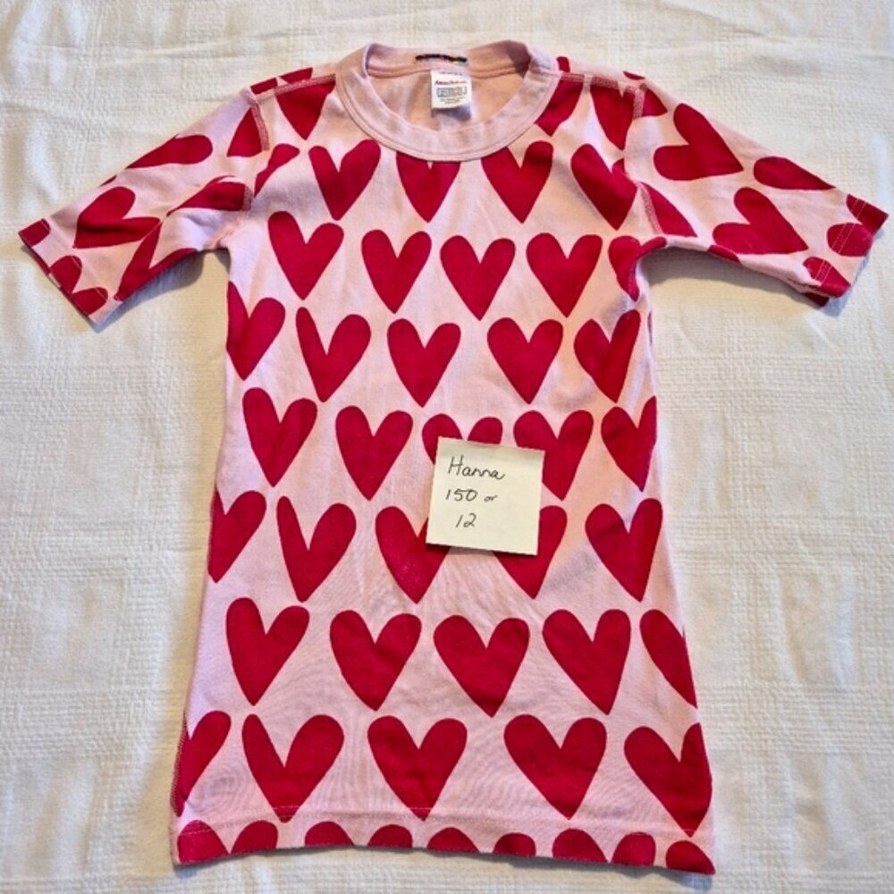 Hanna Andersson girls size 150 or 12 short sleeve pajama top tag name